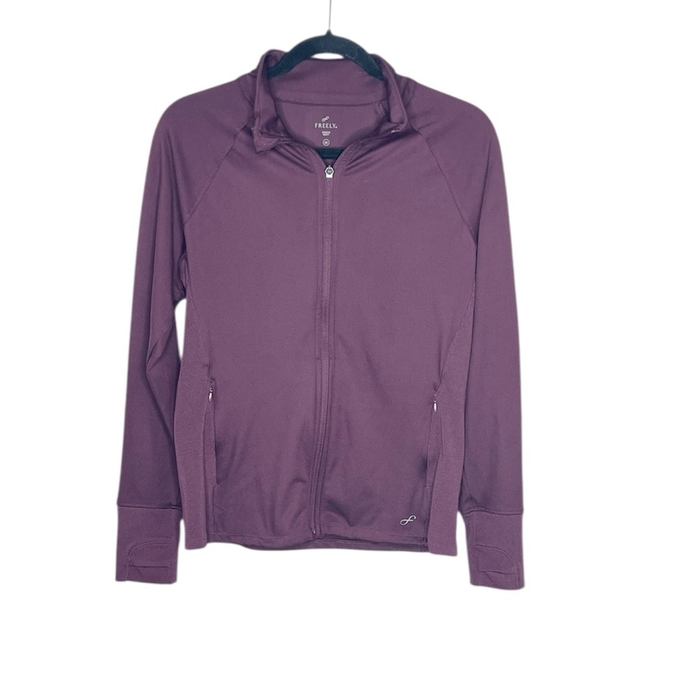 Freely full zip ribbed sides athletic jacket size medium